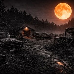 Rustic Moonlit Landscape Art Print 8x10 Gloss